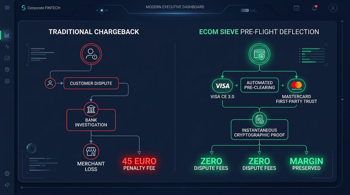 Infografik: Pre-Flight Dispute Deflection vs. Traditional Chargeback